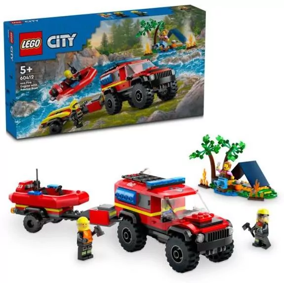 LEGO® City. Terenowy wóz strażacki z łodzią ratunkową 60412 - tantis.pl