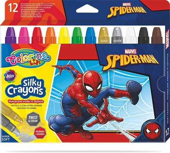 Kredki żelowe wykręcane. Colorino Kids. Spiderman. 12 kolorów - tantis.pl