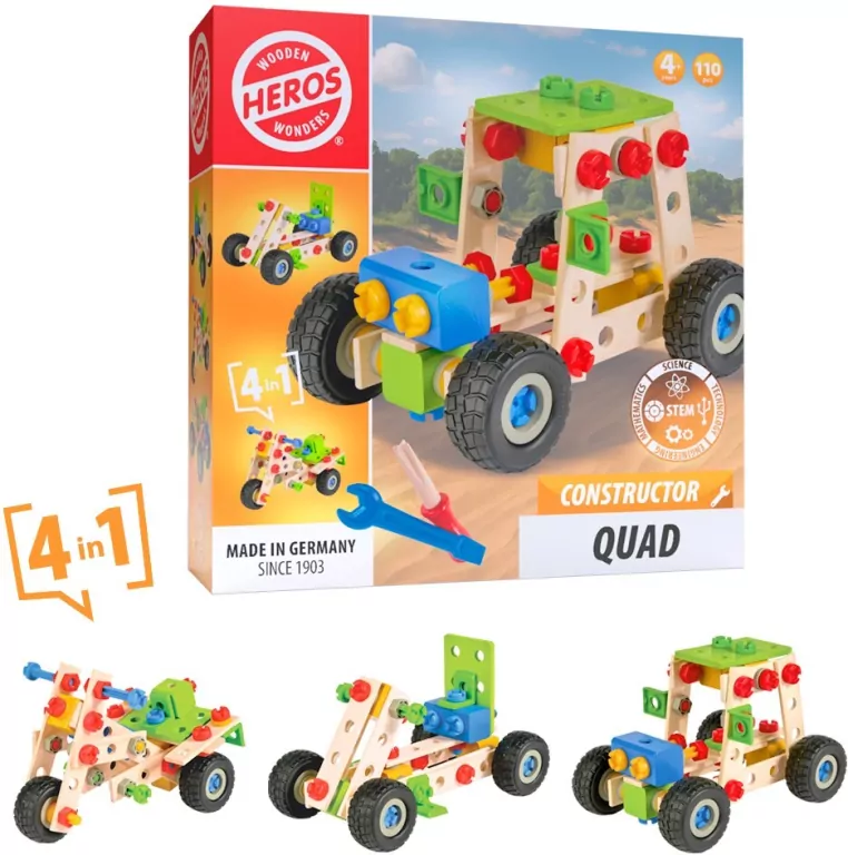 Klocki konstrukcyjne Quad drewniany 4w1 110el - tantis.pl