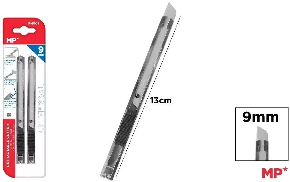 Nóż do papieru wysuwany czarny 9mm 2szt - tantis.pl