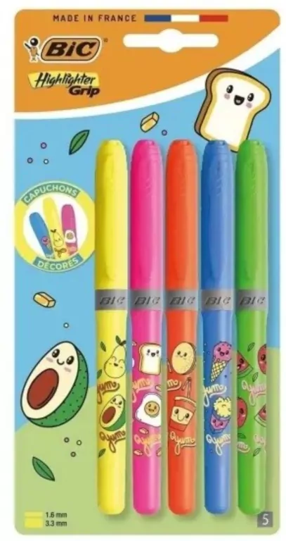 Zakreślacz Grip Neon Kawaii mix 5szt BIC - tantis.pl