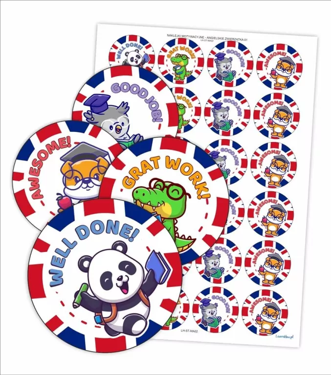 Naklejki motywacyjne. Angielskie zwierzątka - tantis.pl