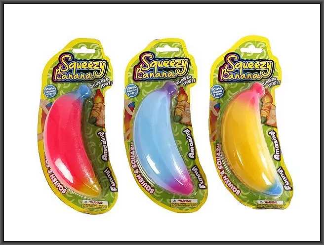 Banan super rozciągliwy, antystresowy / gniotek 14 cm, kolory tęczy, mix - tantis.pl