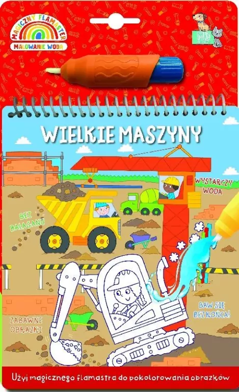 Wielkie maszyny. Malowanka z flamastrem wodnym - tantis.pl