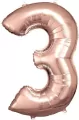 Balon foliowy cyfra 3 różowe złoto 58x86cm - tantis.pl