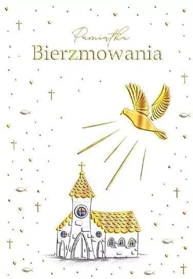 Karnet A5 Bierzmowanie Kościółek złoty - tantis.pl