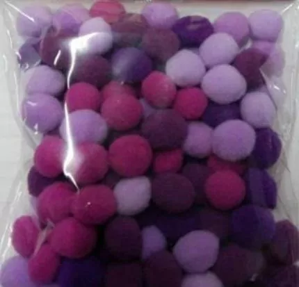 Pompony fioletowe 10mm, 100 sztuk - tantis.pl
