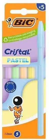 Długopis Cristal Pastel 1mm niebieski 5szt BIC - tantis.pl