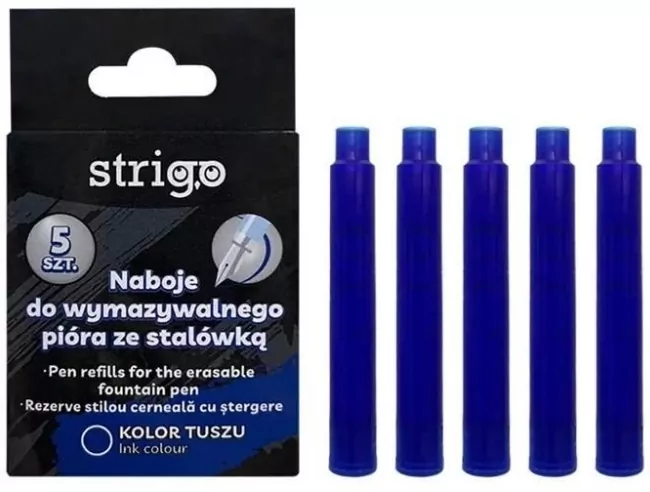 Naboje do wymazywalnego pióra niebieskie STRIGO - tantis.pl