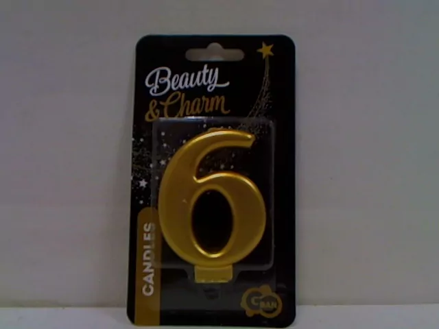 Świeczka cyferka 6 Beauty&Charm metalik złota 8cm - tantis.pl