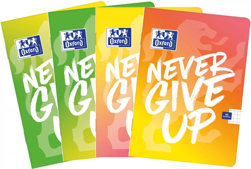 Zeszyt Never Give Up. A4/60K kratka. 5 sztuk - tantis.pl