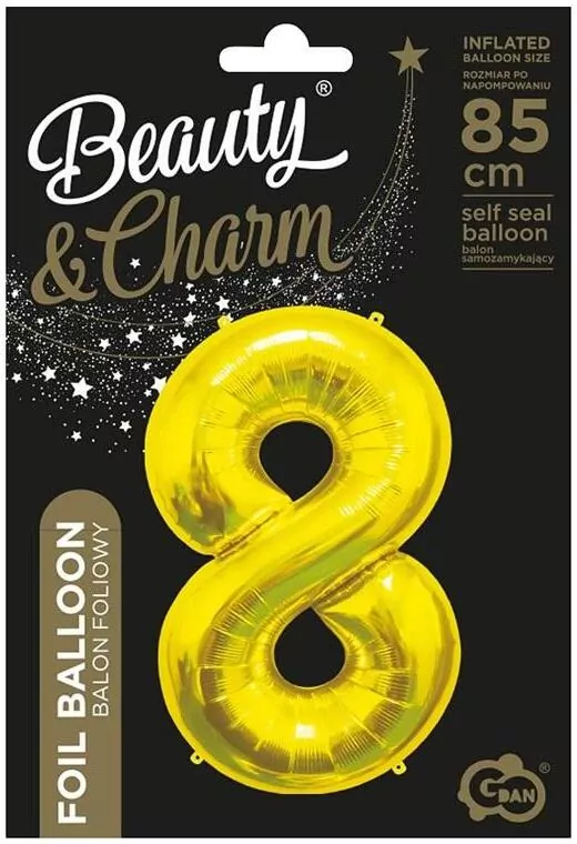 Balon foliowy 8. Złoty 85cm - tantis.pl