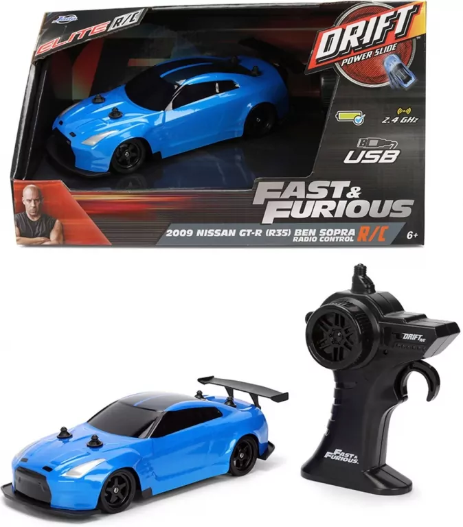 Jada RC F&F Drift Nissan GTR 2009 1:24 - tantis.pl