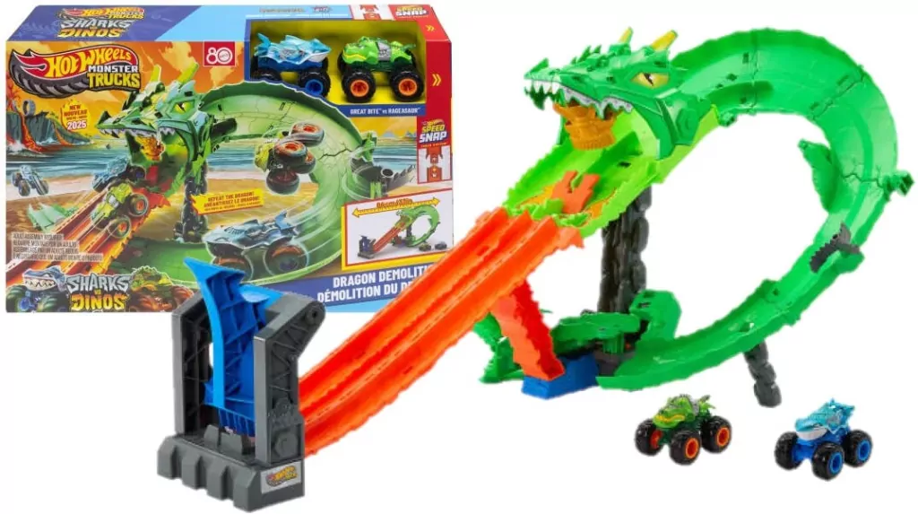 Hot Wheels Monster Trucks Smoczy Wyścig 2 autka - tantis.pl