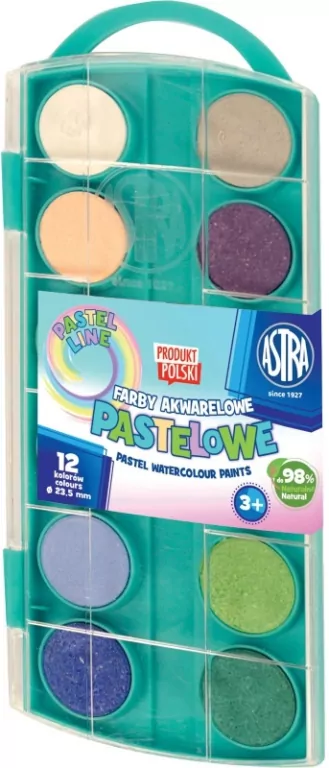 Farby akwarelowe. Pastel. 12 kolorów - tantis.pl