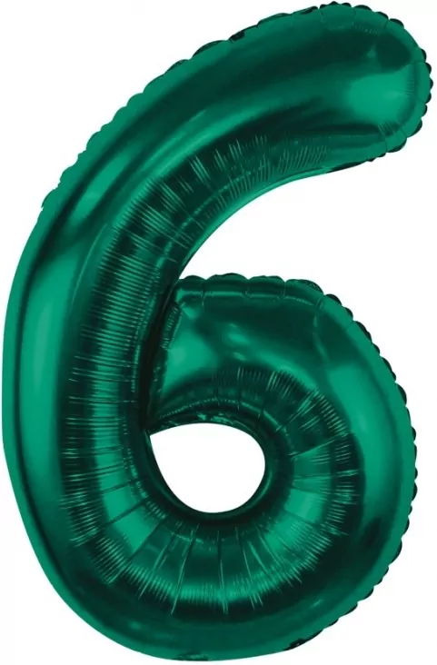 Balon foliowy cyfra 6. Zieleń butelkowa 85cm - tantis.pl