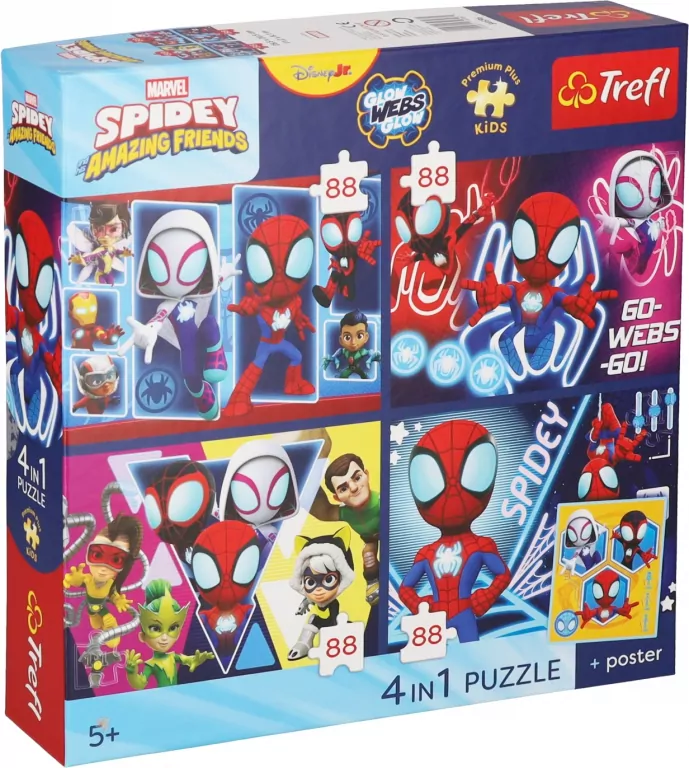 Puzzle 4w1 Spidey + plakat TREFL - tantis.pl