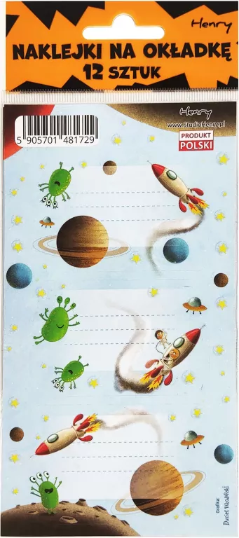 Naklejki na zeszyty - Rakieta (12szt) - tantis.pl