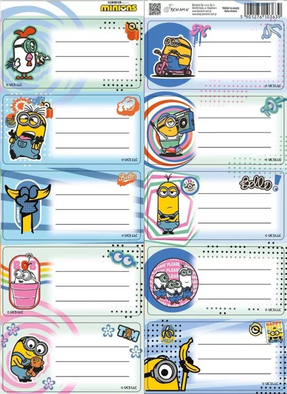 Naklejki na zeszyty. Minionki - tantis.pl