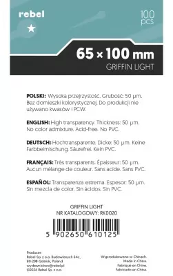 Koszulki na karty Rebel (65x100 mm) Lupus Light, 100 sztuk - tantis.pl