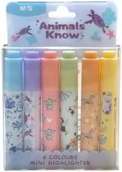 Zakreślacze mini. Animals Know 6 kolorów