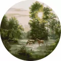 Malowanie po numerach okrągłe - Konie w lesie 40cm - tantis.pl