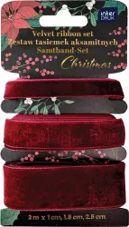 Zestaw tasiemek aksamitnych 3x2m Red Christmas
