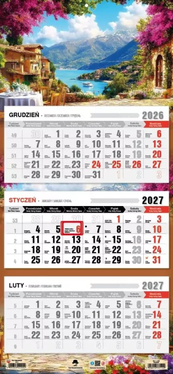 Kalendarz 2027 trójdzielny Pejzaż - tantis.pl