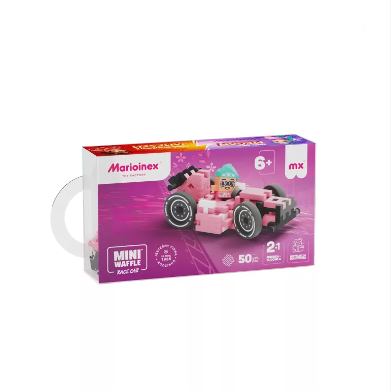 Mini Waffle 50 elementów. Cars: Pink Race Car - tantis.pl