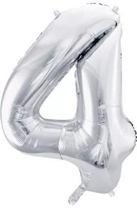 Balon foliowy 4. Srebrny 86cm - tantis.pl