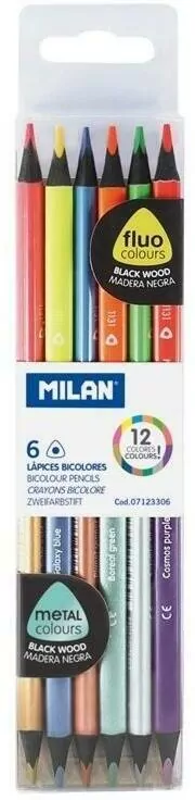 Kredki Bicolor fluo/metalizowane 12 kolorów - tantis.pl