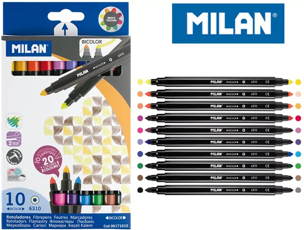 Flamastry Bicolor 10 szt-20 kolorów MILAN - tantis.pl
