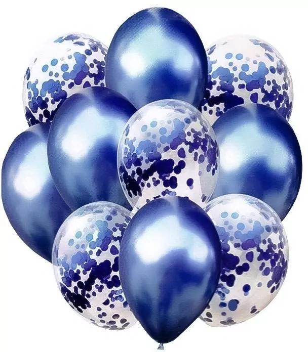 Zestaw balonów metal granatowyi i konfetti 33cm, 10 szt. BSC-693 - tantis.pl