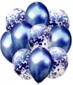 Zestaw balonów metal granatowyi i konfetti 33cm, 10 szt. BSC-693 - tantis.pl