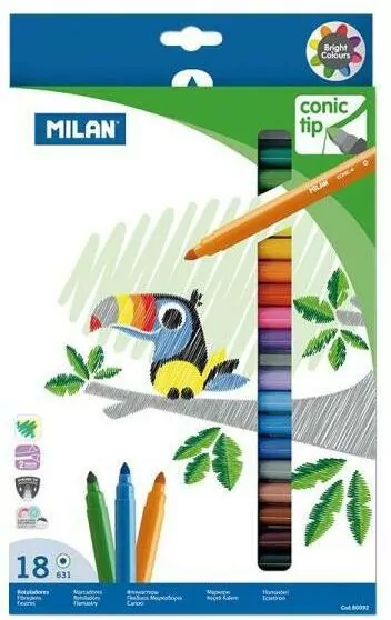 MILAN. Flamastry ze stożkową końcówką, 18 kolorów - tantis.pl