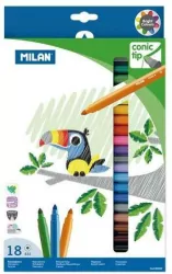 MILAN. Flamastry ze stożkową końcówką, 18 kolorów