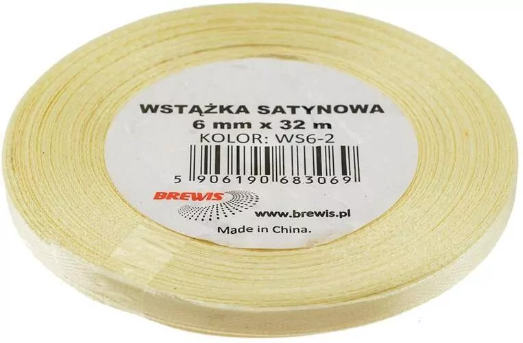 Wstążka satynowa ecru 6mmx32m - tantis.pl