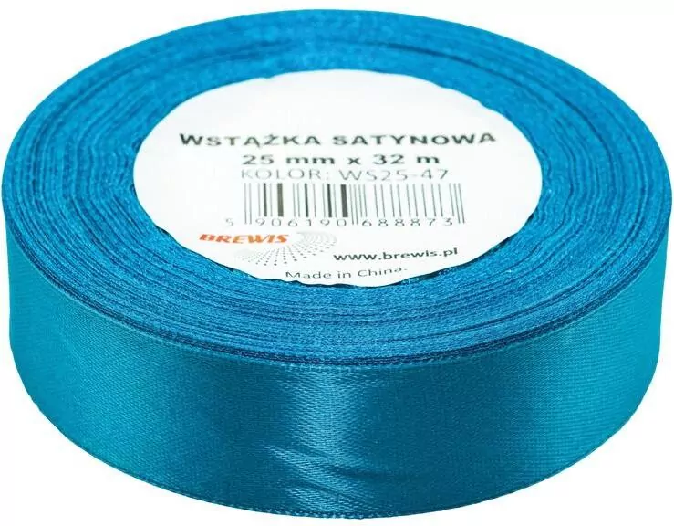 Wstążka satynowa turkusowa 25mmx32m - tantis.pl