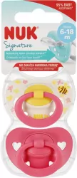 NUK. Signature. Smoczki. 6-18 miesięcy. Pszczółka i różowy