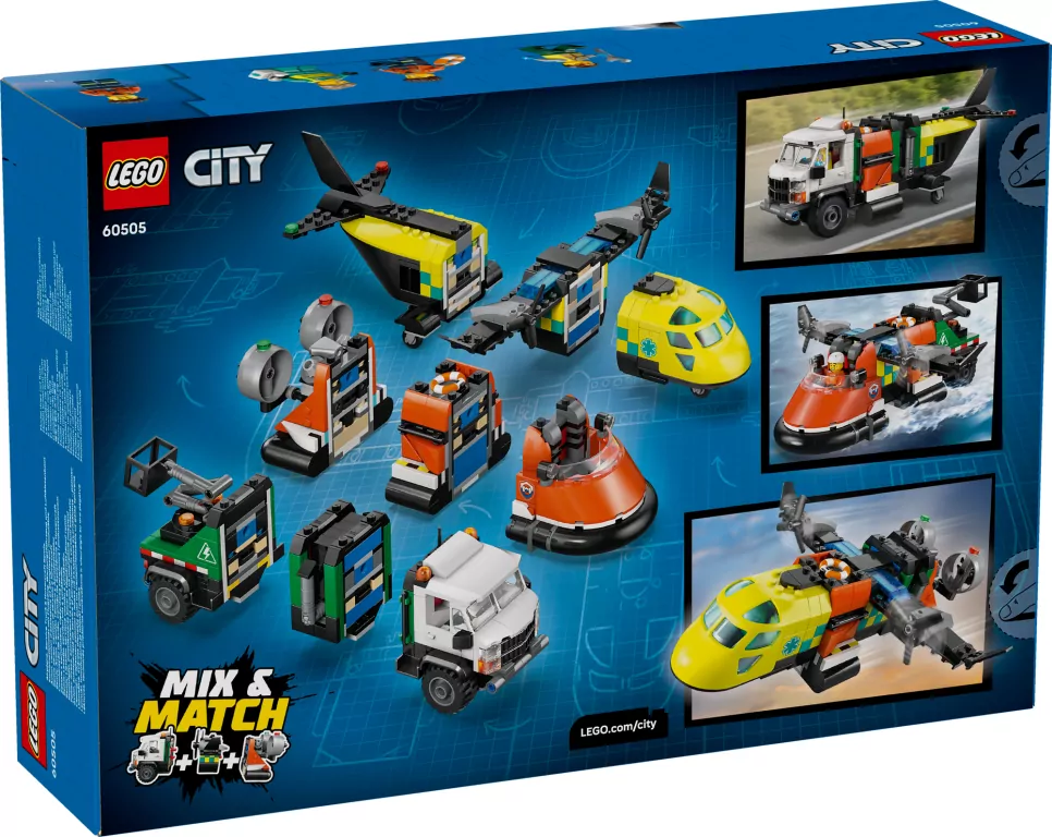 LEGO® City.  Zestaw z samolotem, ciężarówką serwisową i poduszkowcem 60505 - tantis.pl