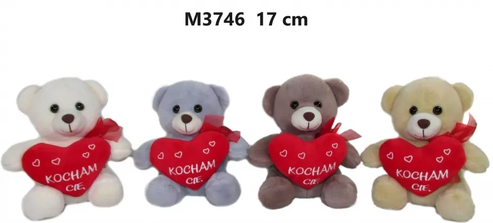 Miś Z Sercem Na Prezent Walentynki 17 Cm Różne Kolory "Kocham Cię" - tantis.pl