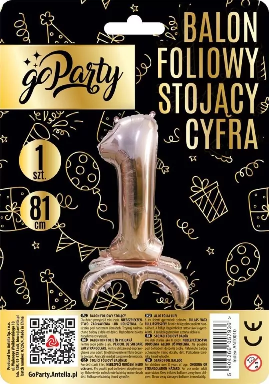 Balon foliowy stojący 1 rose gold 81cm - tantis.pl