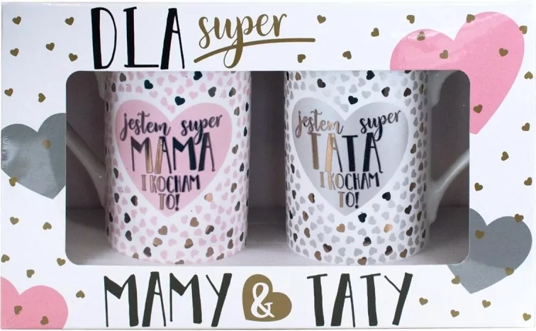 Kubek komplet Q 896 Super mama/tata (serduszka) - tantis.pl