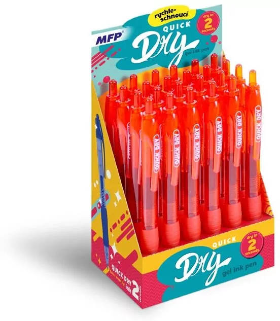 Display Długopis żelowy QUICK DRY czerwony 24 szt. 6001157 - tantis.pl