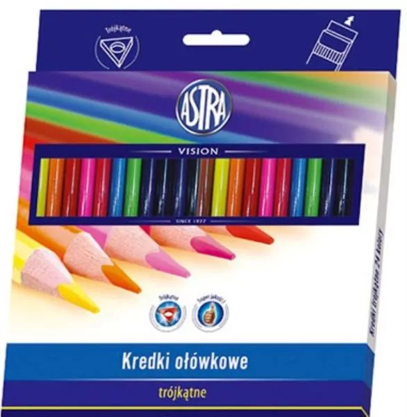 Kredki ołówkowe trójkątne. 24 kolory - tantis.pl