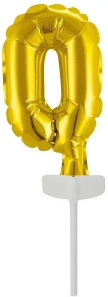 Balon foliowy mini cyfra 0 złota 7,5x12cm - tantis.pl