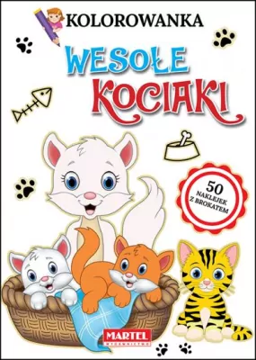 Kolorowanka. Wesołe kociaki. 50 naklejek z brokatem.