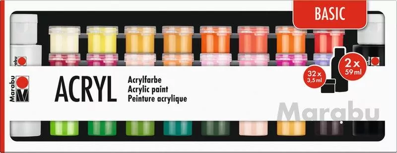 Farby akrylowe Basic 32x3,5ml, 2x59ml - tantis.pl