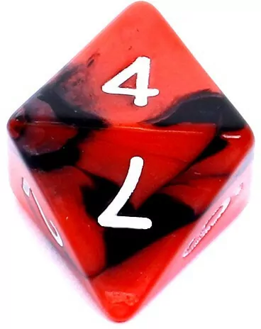 Komplet kości RPG. Czerwono-czarne. Dwukolorowe. REBEL - tantis.pl