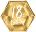 Talerzyki 18th Birthday złote 20cm 6szt - tantis.pl